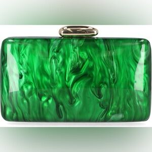 Green Marbled Clutch with Gold Clasp CLTCHD